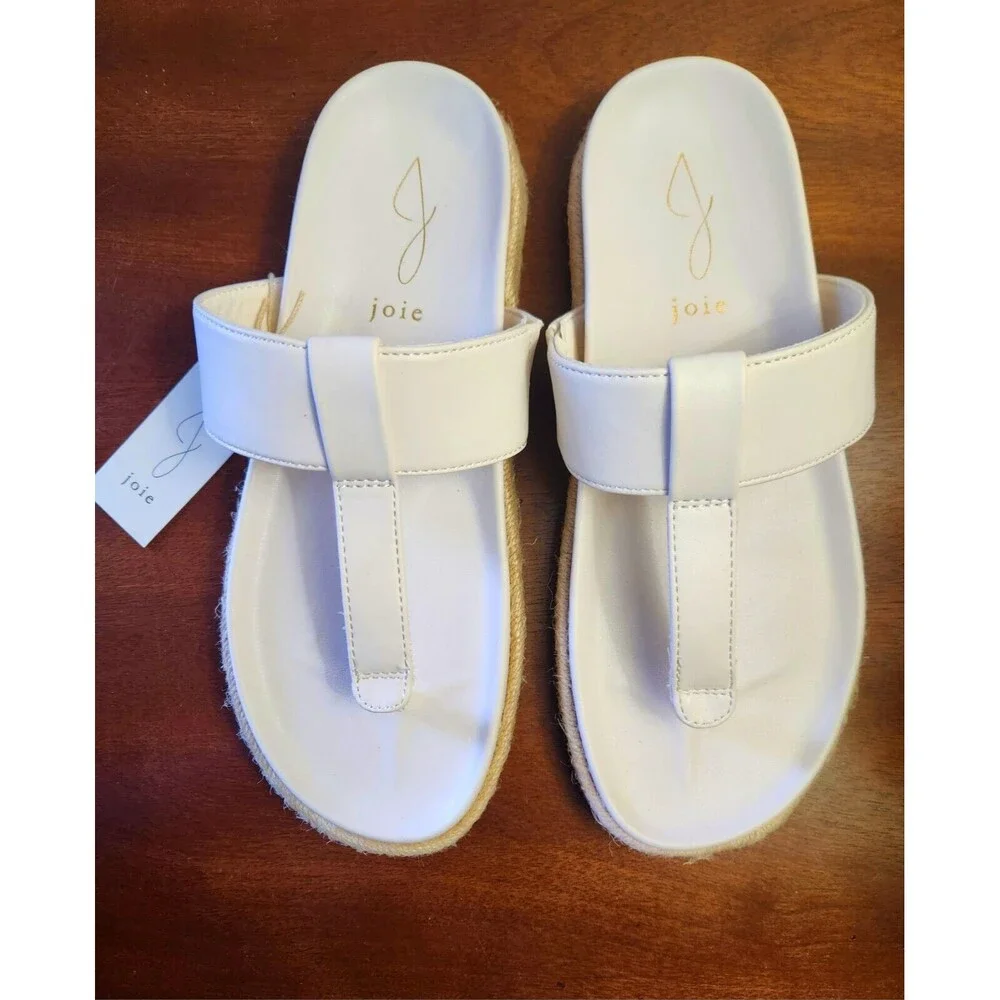 Joie Nacho  Sandal Women's Size 7.5 Thong Slide Espadrille White Vegan Casual - Picture 6 of 10
